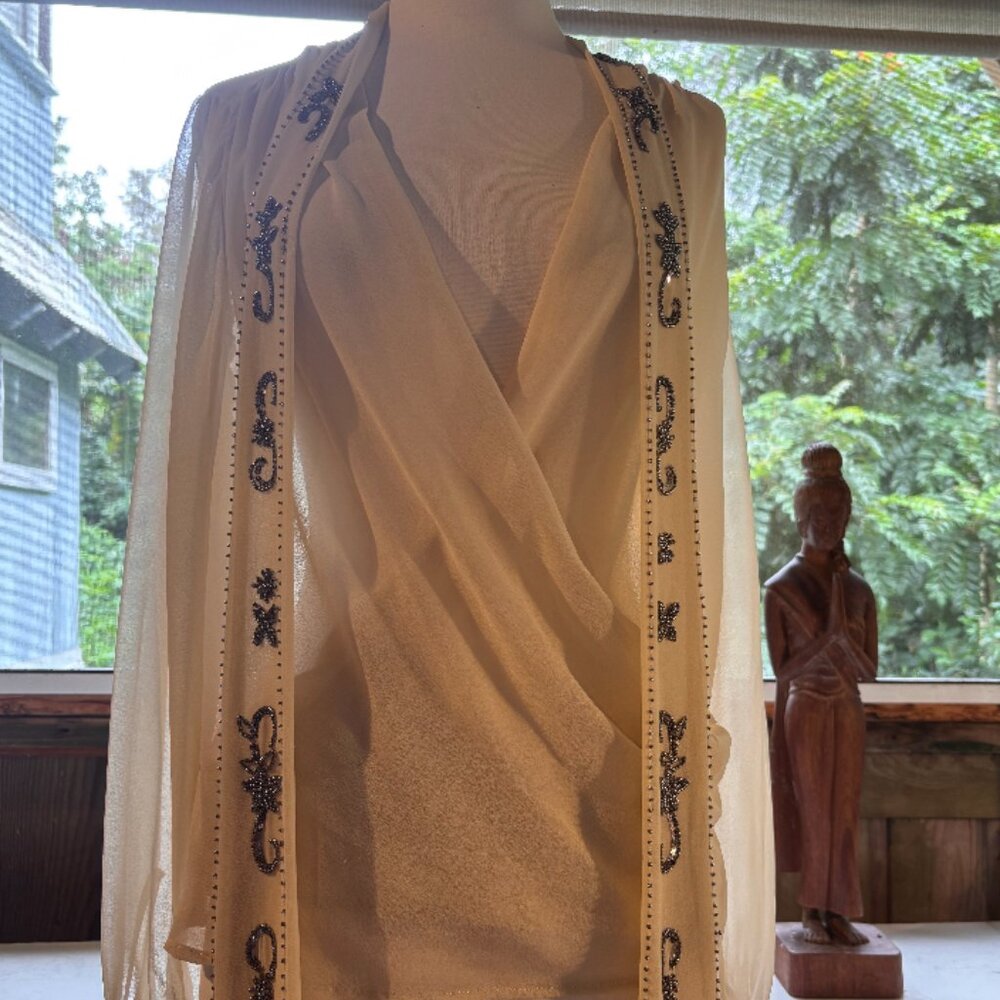 ZARA GEORGETTE FOULARD SHIRT WITH BEADS